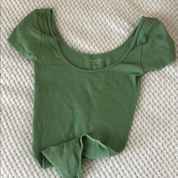 American Eagle Outfitters Green Puff Sleeve Bodysuit - Picture 2 of 2